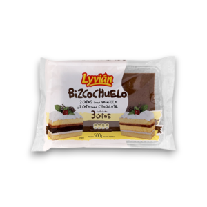 Bizcochuelo Rectangular 3 Capas Chocolate Lyvian X 500 Gr